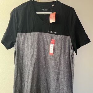 MENS BLACK AND GREY GUESS T-SHIRT